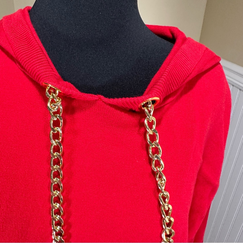 Michael Kors Red sweater dress with hood, size Large - Picture 13 of 16
